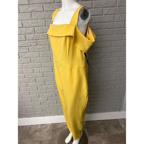 NWT York & Company Women Yellow Cold Shoulder Jumpsuit Size XL - Picture 3 of 9